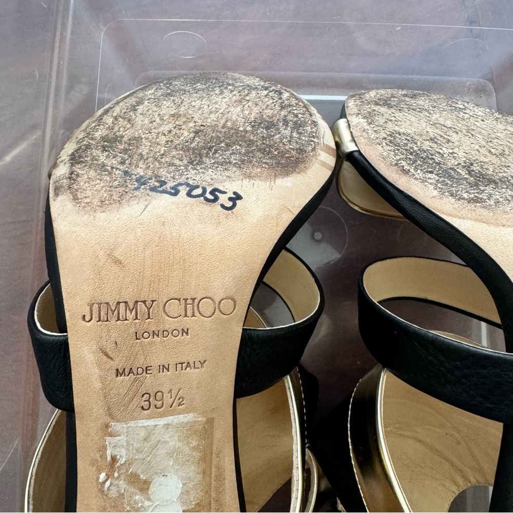 Jimmy Choo Black and Gold Heels - Picture 7 of 9